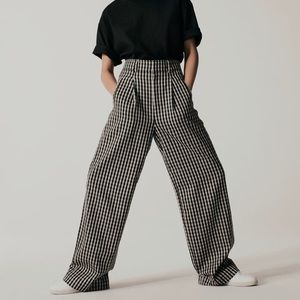 EUC 0S Way-High Everlane Drape Houndstooth pants in Khaki Black
